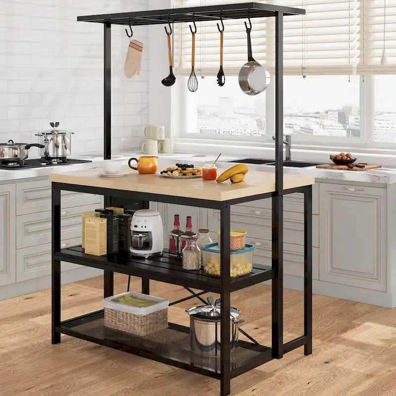 47  Kitchen Island Table Microwave Stand Oven Shelf with Storage - 47 D x 28 W x 72 H