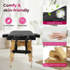 Table de massage pliable portative noire avec hauteur et accoudoirs réglables – Simple