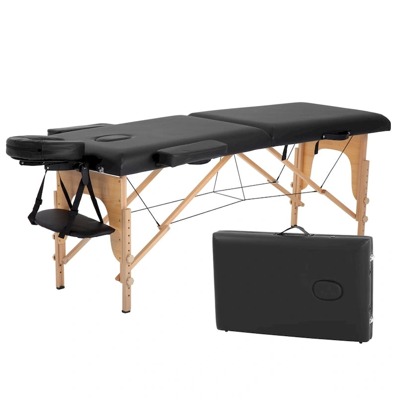 Table de massage pliable portative noire avec hauteur et accoudoirs réglables – Simple