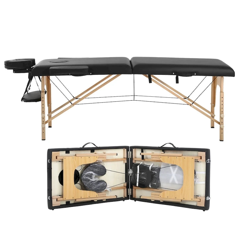Table de massage pliable portative noire avec hauteur et accoudoirs réglables – Simple