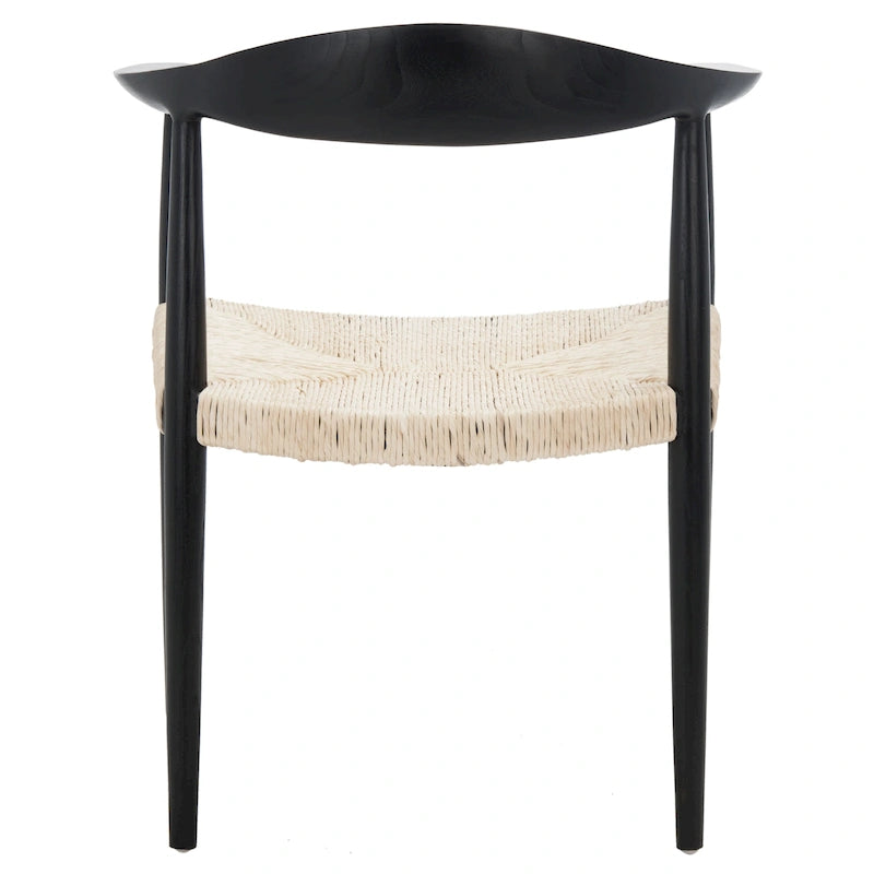 Fauteuil d'appoint en rotin torsadé naturel/noir avec cadre en bois – Individuel