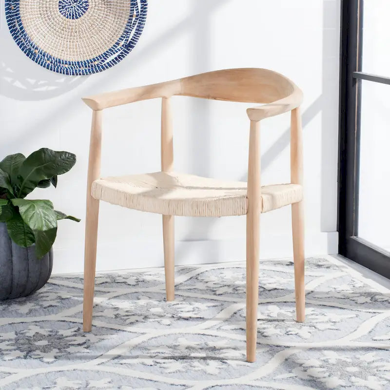 Fauteuil d'appoint en rotin torsadé naturel/noir avec cadre en bois – Individuel