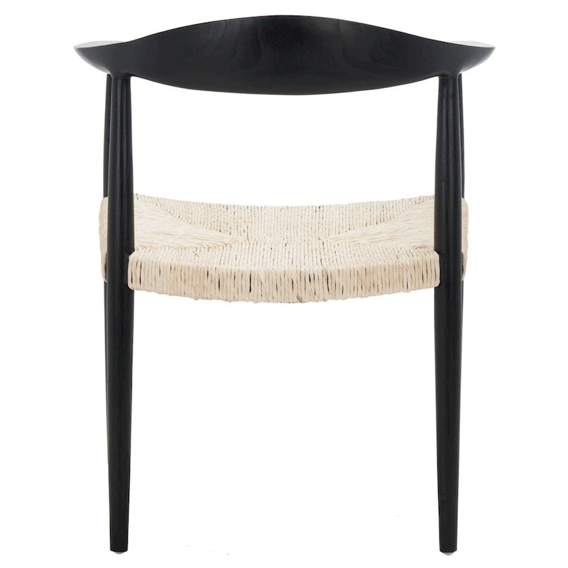 Fauteuil d'appoint en rotin torsadé naturel/noir avec cadre en bois – Individuel