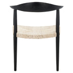 Fauteuil d'appoint en rotin torsadé naturel/noir avec cadre en bois – Individuel