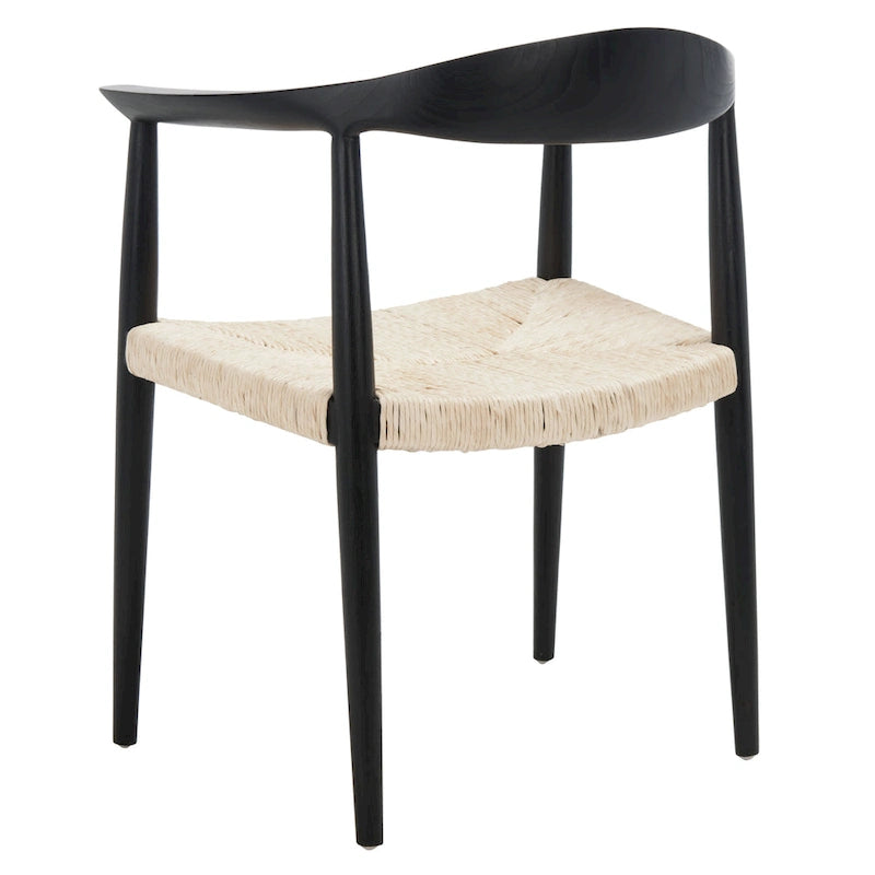 Fauteuil d'appoint en rotin torsadé naturel/noir avec cadre en bois – Individuel