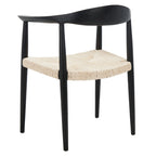 Fauteuil d'appoint en rotin torsadé naturel/noir avec cadre en bois – Individuel
