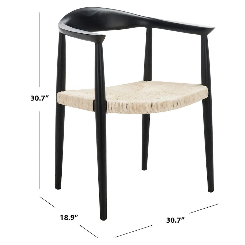 Fauteuil d'appoint en rotin torsadé naturel/noir avec cadre en bois – Individuel