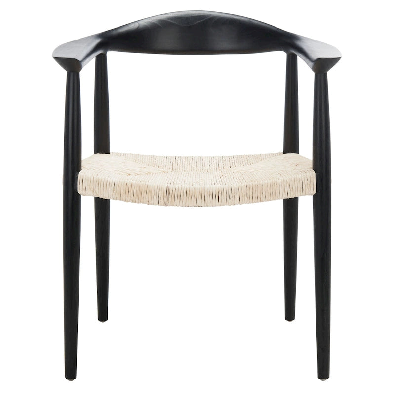 Fauteuil d'appoint en rotin torsadé naturel/noir avec cadre en bois – Individuel