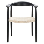 Fauteuil d'appoint en rotin torsadé naturel/noir avec cadre en bois – Individuel