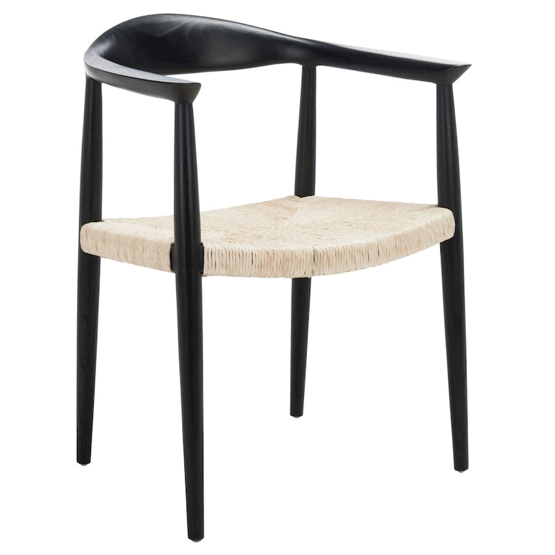 Fauteuil d'appoint en rotin torsadé naturel/noir avec cadre en bois – Individuel