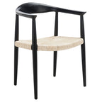 Fauteuil d'appoint en rotin torsadé naturel/noir avec cadre en bois – Individuel