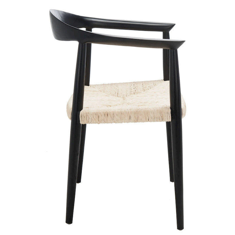 Fauteuil d'appoint en rotin torsadé naturel/noir avec cadre en bois – Individuel