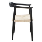 Fauteuil d'appoint en rotin torsadé naturel/noir avec cadre en bois – Individuel