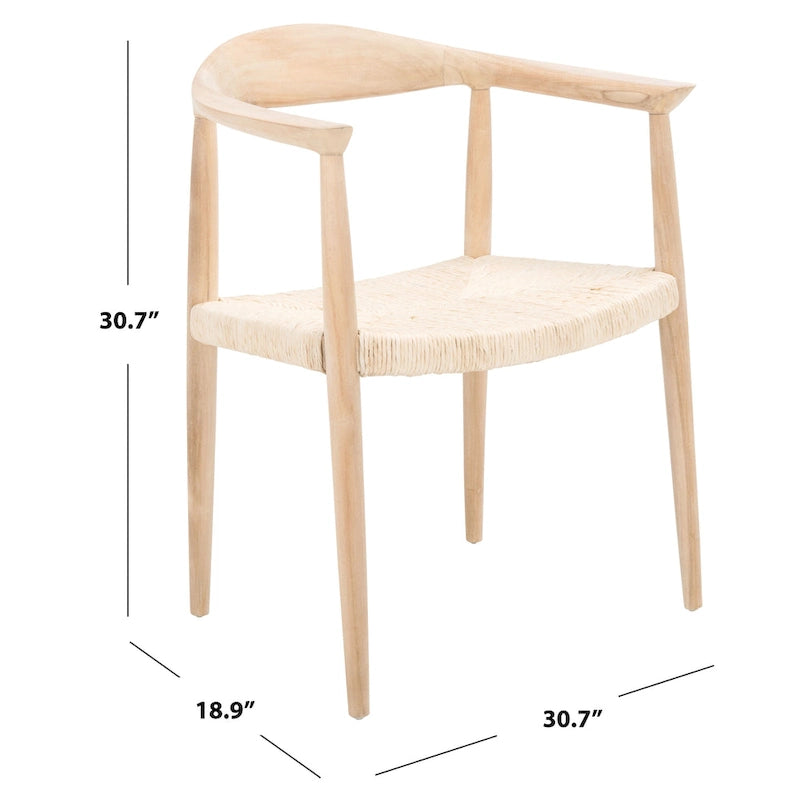 Fauteuil d'appoint en rotin torsadé naturel/noir avec cadre en bois – Individuel