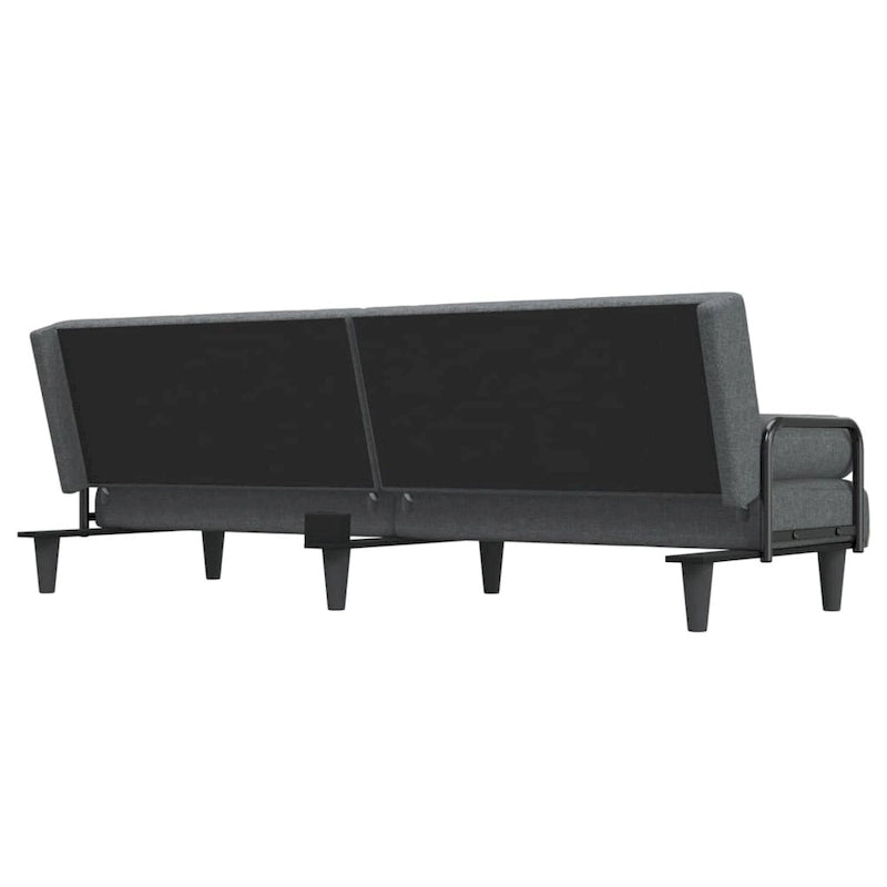 Canapé-lit convertible 2 places en tissu gris clair/gris foncé avec dossier réglable