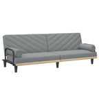 Canapé-lit convertible 2 places en tissu gris clair/gris foncé avec dossier réglable