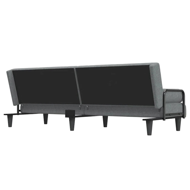 Canapé-lit convertible 2 places en tissu gris clair/gris foncé avec dossier réglable