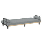 Canapé-lit convertible 2 places en tissu gris clair/gris foncé avec dossier réglable