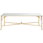 Table basse en bambou doré, en fer forgé – Convient pour 1 coin salon, 50" L x 26" P x 18" H
