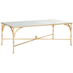 Table basse en bambou doré, en fer forgé – Convient pour 1 coin salon, 50" L x 26" P x 18" H