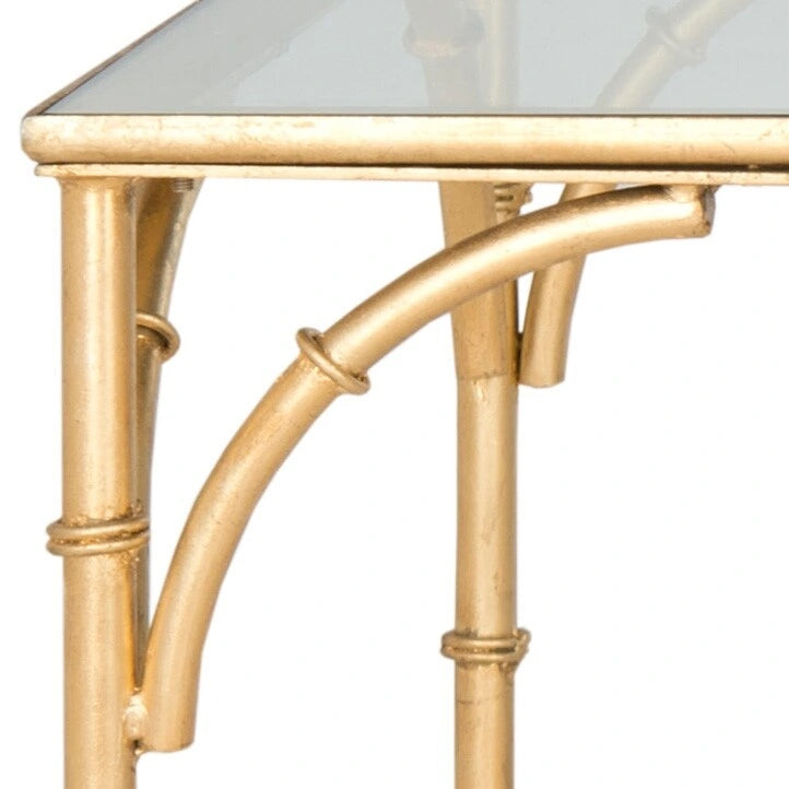 Table basse en bambou doré, en fer forgé – Convient pour 1 coin salon, 50" L x 26" P x 18" H