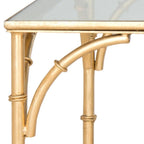 Table basse en bambou doré, en fer forgé – Convient pour 1 coin salon, 50" L x 26" P x 18" H