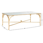 Table basse en bambou doré, en fer forgé – Convient pour 1 coin salon, 50" L x 26" P x 18" H