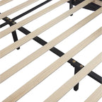 Lit plateforme deux places en similicuir blanc/noir avec tête de lit LED RVB