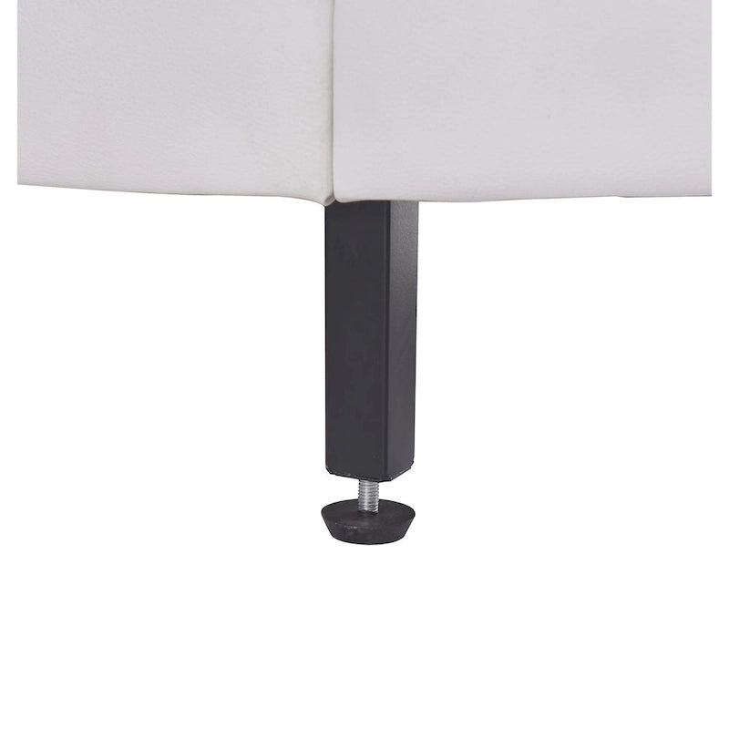 Lit plateforme deux places en similicuir blanc/noir avec tête de lit LED RVB