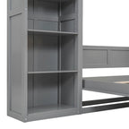 Full Size Murphy Bed Wall Bed with Shelves,Frame Bed