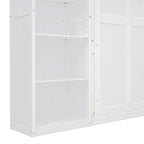 Lit mural escamotable pleine grandeur gris/blanc avec armoire et étagères – Simple
