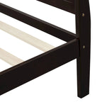 Lit plate-forme traîneau en bois massif avec tête et pied de lit et lattes en bois, coloris expresso/blanc/chêne – 1 ou 2 places