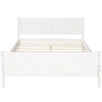 Lit plate-forme traîneau en bois massif avec tête et pied de lit et lattes en bois, coloris expresso/blanc/chêne – 1 ou 2 places