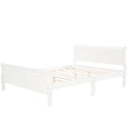 Lit plate-forme traîneau en bois massif avec tête et pied de lit et lattes en bois, coloris expresso/blanc/chêne – 1 ou 2 places