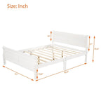 Lit plate-forme traîneau en bois massif avec tête et pied de lit et lattes en bois, coloris expresso/blanc/chêne – 1 ou 2 places