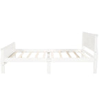 Lit plate-forme traîneau en bois massif avec tête et pied de lit et lattes en bois, coloris expresso/blanc/chêne – 1 ou 2 places