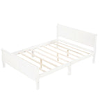 Lit plate-forme traîneau en bois massif avec tête et pied de lit et lattes en bois, coloris expresso/blanc/chêne – 1 ou 2 places