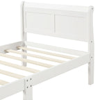 Lit plate-forme traîneau en bois massif avec tête et pied de lit et lattes en bois, coloris expresso/blanc/chêne – 1 ou 2 places