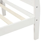 Lit plate-forme traîneau en bois massif avec tête et pied de lit et lattes en bois, coloris expresso/blanc/chêne – 1 ou 2 places