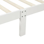 Lit plate-forme traîneau en bois massif avec tête et pied de lit et lattes en bois, coloris expresso/blanc/chêne – 1 ou 2 places