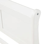 Lit plate-forme traîneau en bois massif avec tête et pied de lit et lattes en bois, coloris expresso/blanc/chêne – 1 ou 2 places