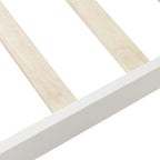 Lit plate-forme traîneau en bois massif avec tête et pied de lit et lattes en bois, coloris expresso/blanc/chêne – 1 ou 2 places