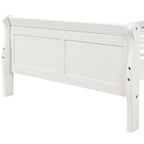 Lit plate-forme traîneau en bois massif avec tête et pied de lit et lattes en bois, coloris expresso/blanc/chêne – 1 ou 2 places