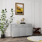 Buffet en MDF gris/blanc avec 3 tiroirs, 3 portes et pieds en tube d'acier – Individuel