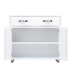 Buffet en MDF gris/blanc avec 3 tiroirs, 3 portes et pieds en tube d'acier – Individuel