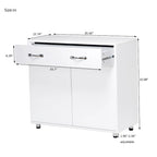 Buffet en MDF gris/blanc avec 3 tiroirs, 3 portes et pieds en tube d'acier – Individuel
