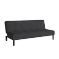 Canapé-lit futon convertible en tissu gris foncé/beige cannelle avec coussins capitonnés – 2 places