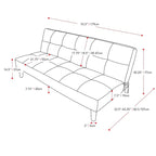 Canapé-lit futon convertible en tissu gris foncé/beige cannelle avec coussins capitonnés – 2 places
