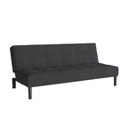 Canapé-lit futon convertible en tissu gris foncé/beige cannelle avec coussins capitonnés – 2 places