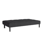 Canapé-lit futon convertible en tissu gris foncé/beige cannelle avec coussins capitonnés – 2 places